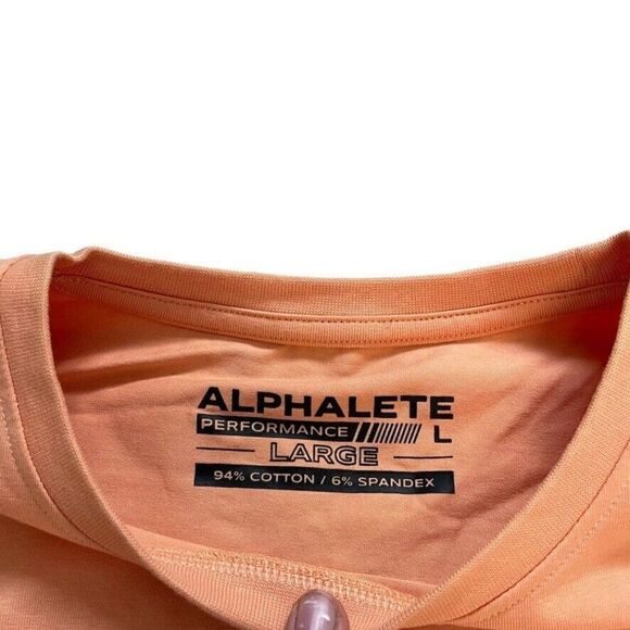 Alphalete Athletic Mens Light Orange Performance Short Sleeve Tee Shirt Sz L - Picture 3 of 3